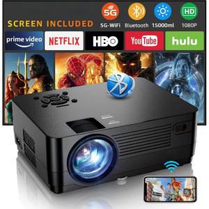 빔프로젝터 5G WIFI 블루투스 내장 1080P 화면 영화 18000LM HD 호환 스마트폰TV 풀 100인치 휴대폰 홈시어터 디스플레이 스틱