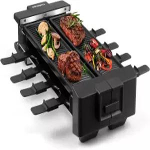 쿠시맥스 라클렛 그릴 테이블 회전식 한국식 바비큐 논스틱 플레이트 2개 포함 1400W 실내 치즈 트레이