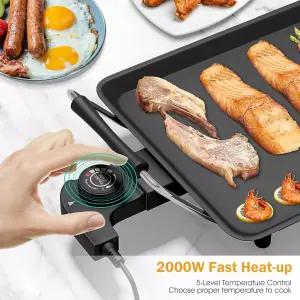 코스트존 35인치 전기 그릴 2000W 논스틱 초대형 5레벨 온도 및 드립 트레이가 있는 긴 테이블 상판