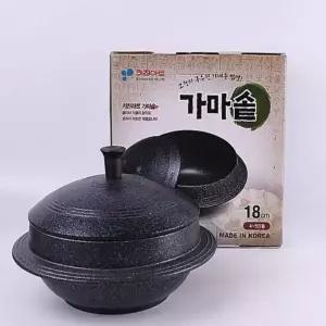 검정색 가마솥 누룽지 밥솥 냄비 가정용 업소용 주방 18cm 4-5인용