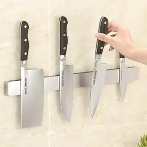 (옵션 자석칼걸이-30cm)부착형칼꽂이 사시미칼집 주방칼꽂이 칼붙이 식칼보관 스테인레스칼꽂이 자석칼블럭