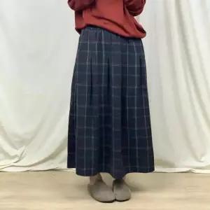 여성 스커트 치마 롱 울 가을 캐주얼 빈티지 체크 원픽3
