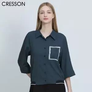 [크레송(CRESSON)] 드로잉 프린팅 7부 셔츠 블라우스 (택가격:198000원)