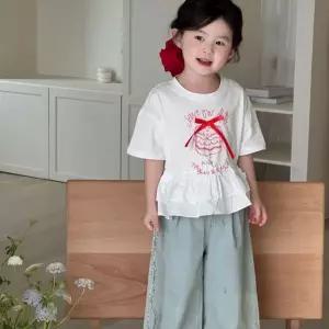 소소키즈 리본 셔링 반팔 티셔츠 아동 키즈 주니어 여름 상의 블라우스