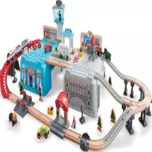Hape 슈퍼 시티스케이프 운송 버킷 세트 3세 이상 를 위한 도시 장면 비행기 배터리 구동 엔진이 장착된
