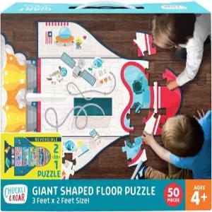 Chuckle Roar 공룡 글로우 플로어 퍼즐 - 50피스 2피트 x 3피트 4세 이상 를 위한 인 더 다크 뼈 작은 손을