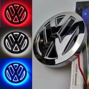 1개 11cm 로고 라이트 LED 후면 배지 프론트 그릴 (폭스바겐 폴로 마고탄 파사트 CC 보라 골프 제타 트렁크