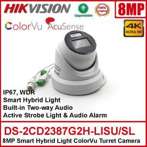 오리지널 Hikvision DS-2CD2387G2H-LISU/SL 8MP 4K 스마트 하이브리드 라이트 POE IP67 스트로브 라이트 및