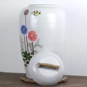 ( )민들레 도자기 쌀독 쌀항아리 20kg 대용량 전통 쌀통 잡곡통 인테리어 주방 보관함