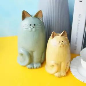 장식인형 친근한 고양이 소+대 세트 테이블 선반 소품 미니소품