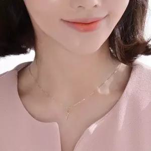 14K 스틱 컷팅 바 베이직 금 목걸이 42cm 여자목걸이 여성목걸이 (WC9ECBD)