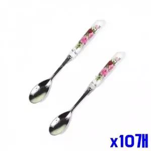 장미 손잡이 티스푼 2P 14.5cm x107개 디저트 스푼 과일 수저