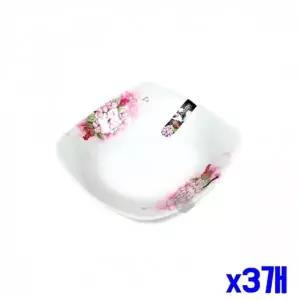 꽃무늬 사각찬기 멜라민 3개 17.5x17.5x4.2cm
