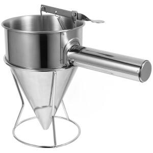 스테인레스 스틸 1200Ml 팬케이크 디스펜서 8Mm 대형 구멍 원뿔형 깔때기 (생선볼 와플 크레페 장식 베이킹