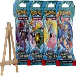 포켓몬 TCG 함께 여행하기 완전한 아트 세트 (4개의 슬리브 부스터 팩) + Keep it Minty 카드 디스플레이