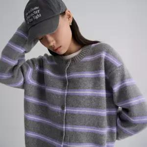 에잇세컨즈 여성 멀티스트라이프 카디건 애쉬 35615ACM64 239906