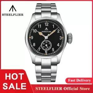 STEELFLIER 공식 SF746 럭셔리 쿼츠 손목시계 스위스 빛나는 VH60 음소거 무브먼트 20Bar 방수 다중 시간대