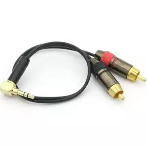 3.5mm to 2rca ㄱ자 꺾임 y형 스테레오 오디오 변환 젠더 30cm ㄱ자케이블 y형케이블 오디오잭