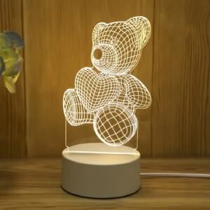 3D 아크릴 곰 램프 USB LED 야간 조명 침실 홈 크리스마스 장식 생일 웨딩 선물  디자인