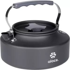 Alocs 0.8L 주전자 찻주전자 휴대용 캠핑 스토브 하이킹 커피포트 티 야외 여행용 탑 알루미늄 하드 소형