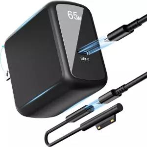 65W GaN Surface Pro 충전기 Microsoft 3/4/5/6/7/8/9/10/11/12/X용 2-in-1 전원 어댑터 Book Laptop