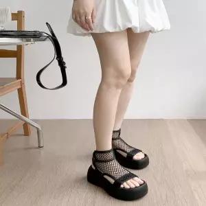[골드스마일]시크 블랙 그물 망사 포인트 키높이 아쿠아샌들