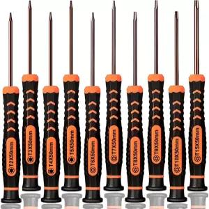 Torx 드라이버 세트 T2-T15 TECKMAN 10피스 마그네틱 소형 보안 Xbox PS3 나이프 컴퓨터 및 기타 장치용 T2