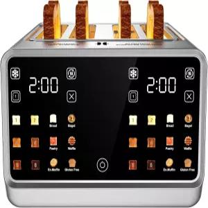 4-슬라이스 스마트 토스터 듀얼 존 컨트롤이 가능한 1800W 디지털 터치스크린 베이글과 두꺼운 빵을 위한