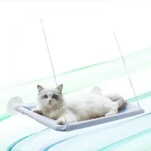고양이창문선반 파란색 방석 캣타워 베드 윈도우 창틀 유리창