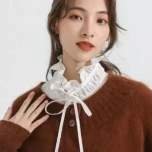 하이넥 리본 블라우스 레이어드 프릴 이너 셔츠 페이크 레이어드 하이넥