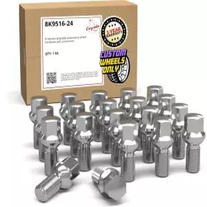 휠 액세서리 부품 20개 M14 x 1.5 스레드 볼 시트 러그 볼트 크롬 마감 24mm 생크 길이 육각이 아우디 TT