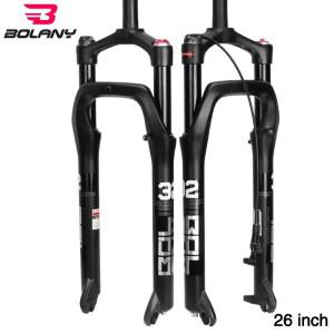 볼라니 MTB 스노우 포크 자전거 솔로 에어 프론트 서스펜션 팻 20/26인치 알루미늄 합금 수동/리모컨 와이