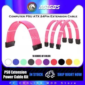 컴퓨터 PC 케이스 PSU 연장 케이블 18AWG ATX 24 핀 GPU 8 핀 CPU 8 전원 코드 케이블 키트 단일 뱀가죽 네