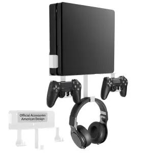 분리 가능한 2개의 컨트롤러 홀더와 헤드폰 걸이가 있는 월 마운트 키트 PlayStation 4 슬림과 호환되는