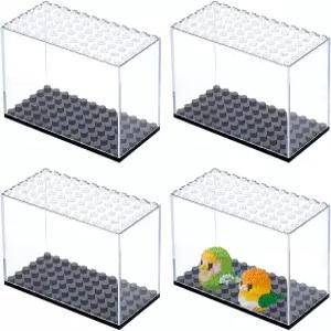 핑거인스피어 4 PCS 미니피규어 디스플레이 케이스 3.7x2.7x1.9인치 스택형 모델 미니어처 액션 블록을