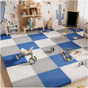 폼 연동 바닥 타일 놀이 매트 9pcs 12x12x1in 엑스트라 두꺼운 EVA 퍼즐 운동 장 보호 바닥재 네이비 블루