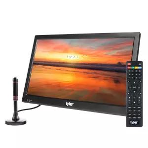 타일러 16인치 휴대용 TV LCD 모니터 배터리 구동 무선 기능 HD-TV HDMI USB RCA AC/DC FM 라디오 자동차
