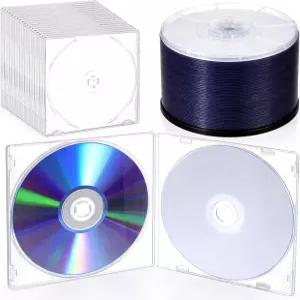 투명 주얼 케이스가 포함된 DVD-R 빈 50개 세트 4.7GB 120분 1~16배 녹화 가능한 미디어 VCR 비디오 카메라