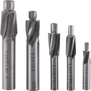 POWLAB 5pcs 카운터보어 세트 고속 강철 M3-M8 4 플루트 HSS-AL 스트레이트 섕크 엔드 밀스 구리 알루미늄