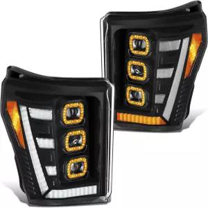 Ford F250 / F350 F450 슈퍼 듀티 2011-2016 FO2502290 블랙 하우징/앰버 리플렉터 HL-HAY-066-BK와