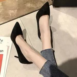 스웨이드 미들힐 기본 검정 5cm 정장 면접 가을코디
