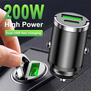 200W 듀얼포트 차량용 USB 충전기 고속충전 라이터 어댑터