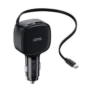 84W C타입 릴케이블 차량용 고속충전기 시가잭 QC 3.0 자동감김 A타입 C타입 2포트 멀티충전