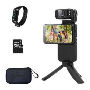 ORDRO M3 포켓 카메라 4K 60FPS 브이로그 WIFI 미니 64G 위한 기능을 카메라, 브래킷으로 투시 비디오 UHD 스크린 캠코더, 카드, 야간 IPS 3250MAH 휴대용 회전식 3.5인치 48MP 배터리,