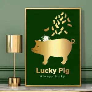 황금돼지 그림 액자 A3 PIG3 풍수그림 돈들어오는 재물운 금전운 (W66806B)