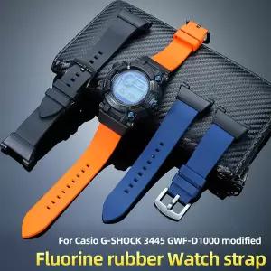 호환 카시오 G-SHOCK 3445 GWF-D1000B-1J 수정된 FKM 시계줄 GWF-D1000 불소 고무 시계줄 남성용 팔찌 손목
