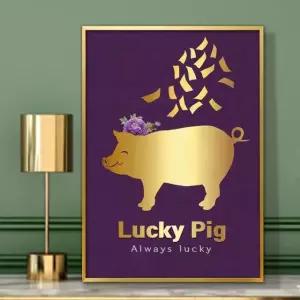 황금돼지 그림 액자 A3 PIG2 풍수그림 돈들어오는 재물운 금전운 (W66806A)