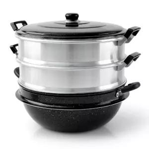 대용량 다용도 마블 3단찜솥 40cm 대용량찜기 업소용찜기 3단찜기 (W45EBDB)