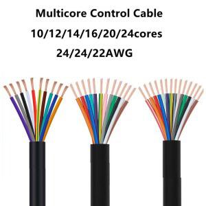 접지선 PVC 피복 구리 코어 도체 케이블 12, 22AWG 미터, 와이어, 24, 제어 10, 26, 16, 2 코어, 2024 14, 신호