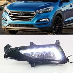 2피스 자동차 DRL 현대 투싼 2015 LED 안개등 주간 주행등 라이트 일광, Hyundai Tucson